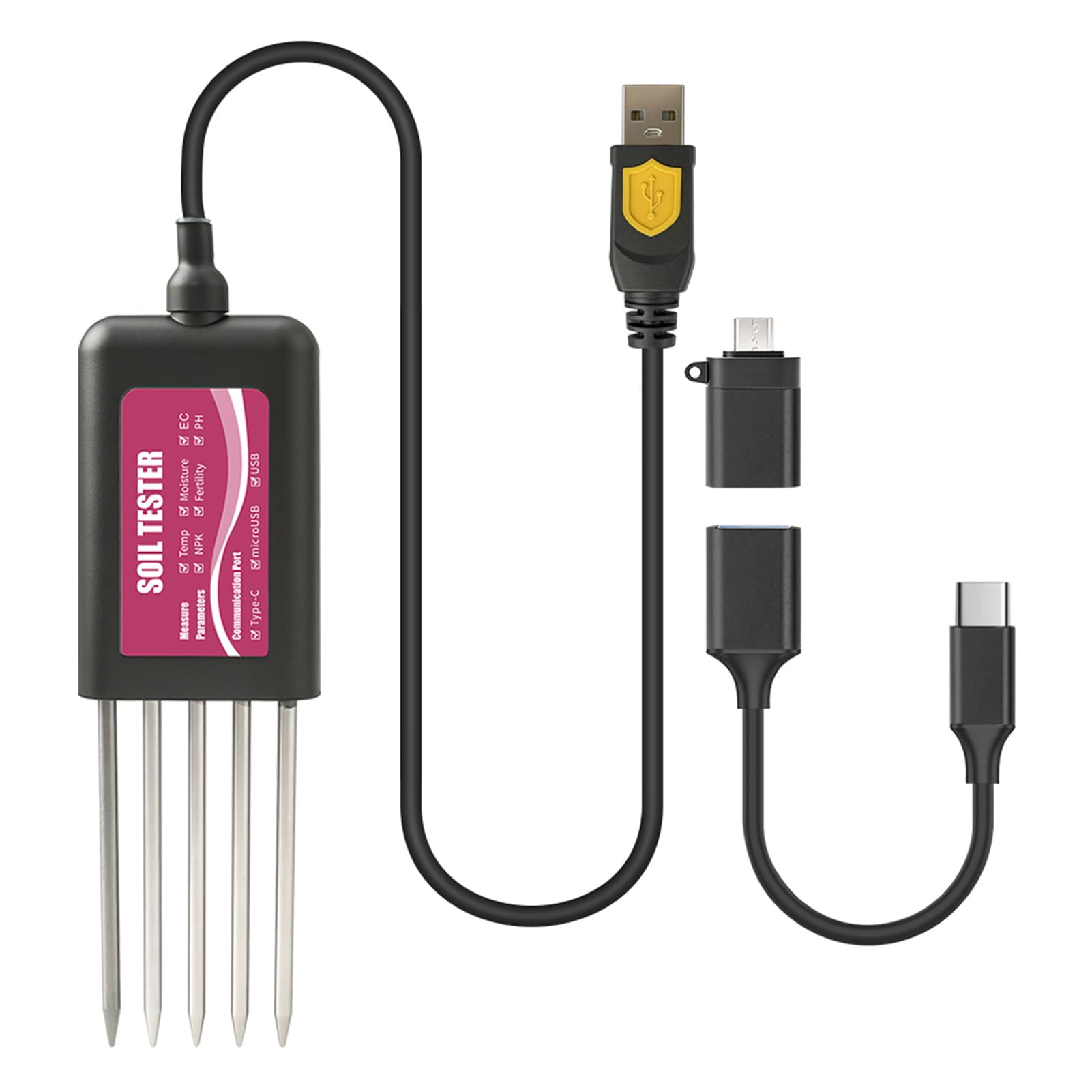 banapoy Tester Gleby NPK 8 w 1, Cyfrowy Miernik Pomiaru Gleby | Wodoodporny Pomiar Azotu, Potasu, PH, środka Nawilżającego, Przewodności Składników Odżywczych, Poziomu EC, Temperatury IP68