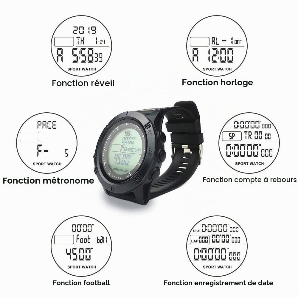 Montre d'arbitre de football professionnel – Chronomètre mémoire à 100 tours avec compte à rebours et mode silencieux, affichage rétroéclairé à 3 lignes pour entraîneurs de football, horloge 12/24