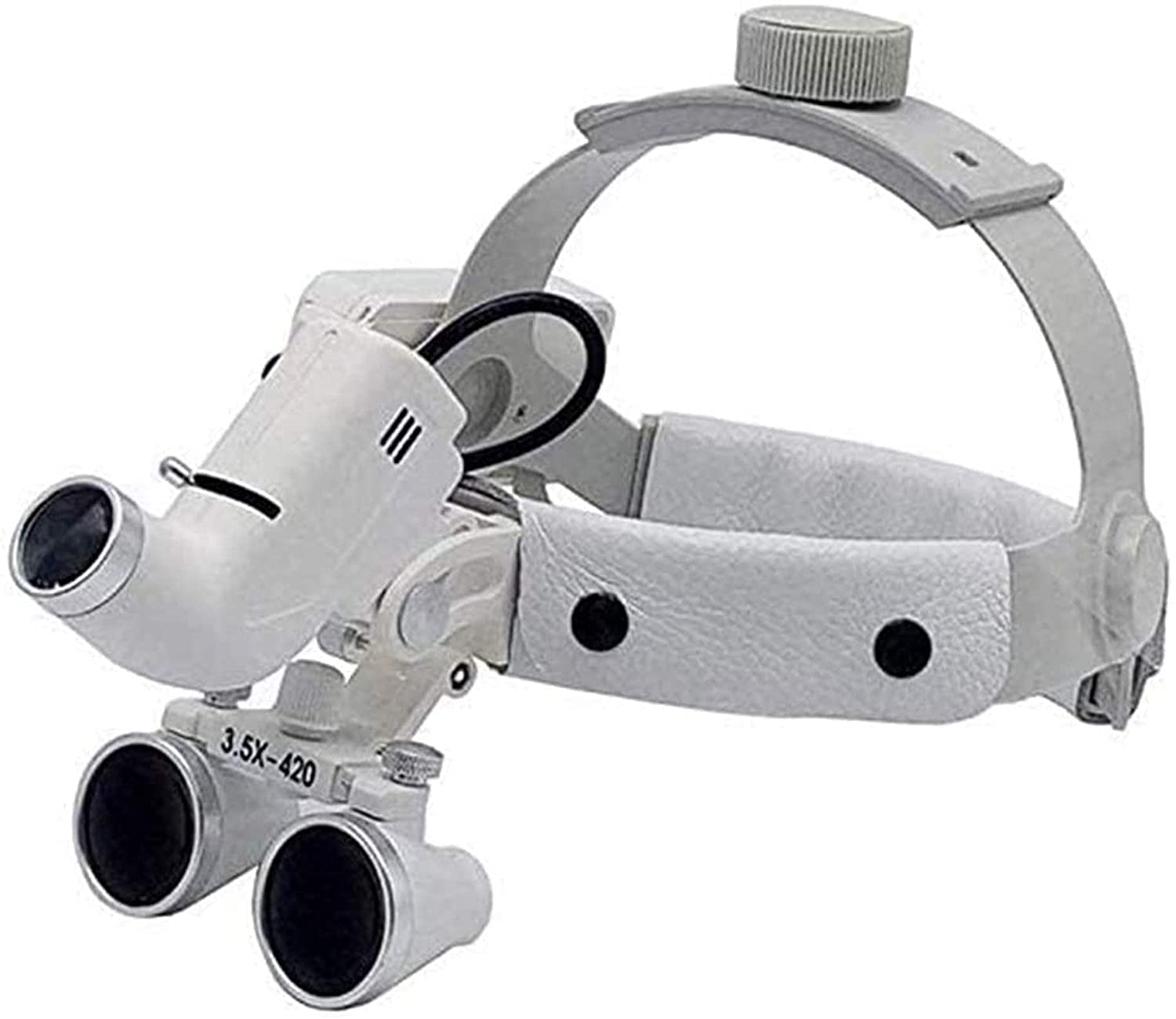 Stirnbandlupe, digitale Handlupe, Lupe, 2,5 x 3,5 x 420 mm, Fernglaslupe, Stirnband, Lupe mit LED-Scheinwerfer, Hobbys, Lesen, Schmuck, Lou-Sicht, Schwarz, 2,5-fach
