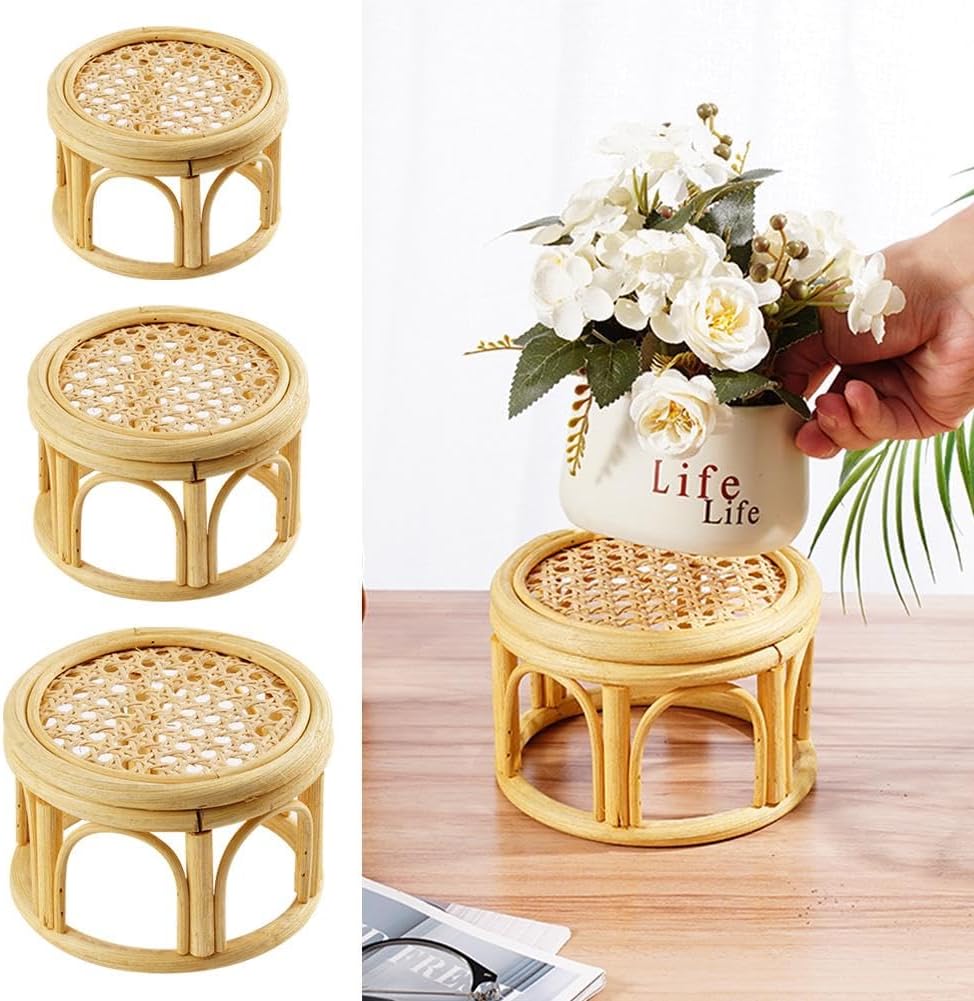 Generic Rattan Round Riser Plant Stand - Rattan Material - Indoor/Outdoor - Modern Style