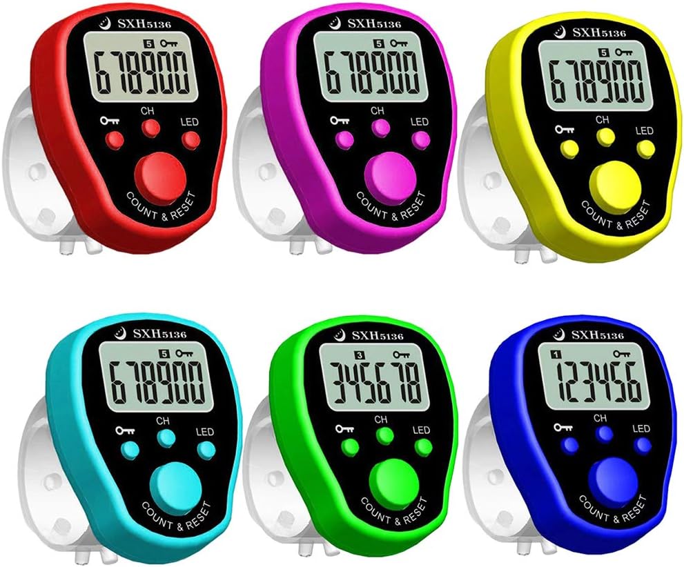 Finger Counter 5 Channel Finger Counter LCD Electronic Digital Chanting Counters Tally Counter 1 Piece Color Random