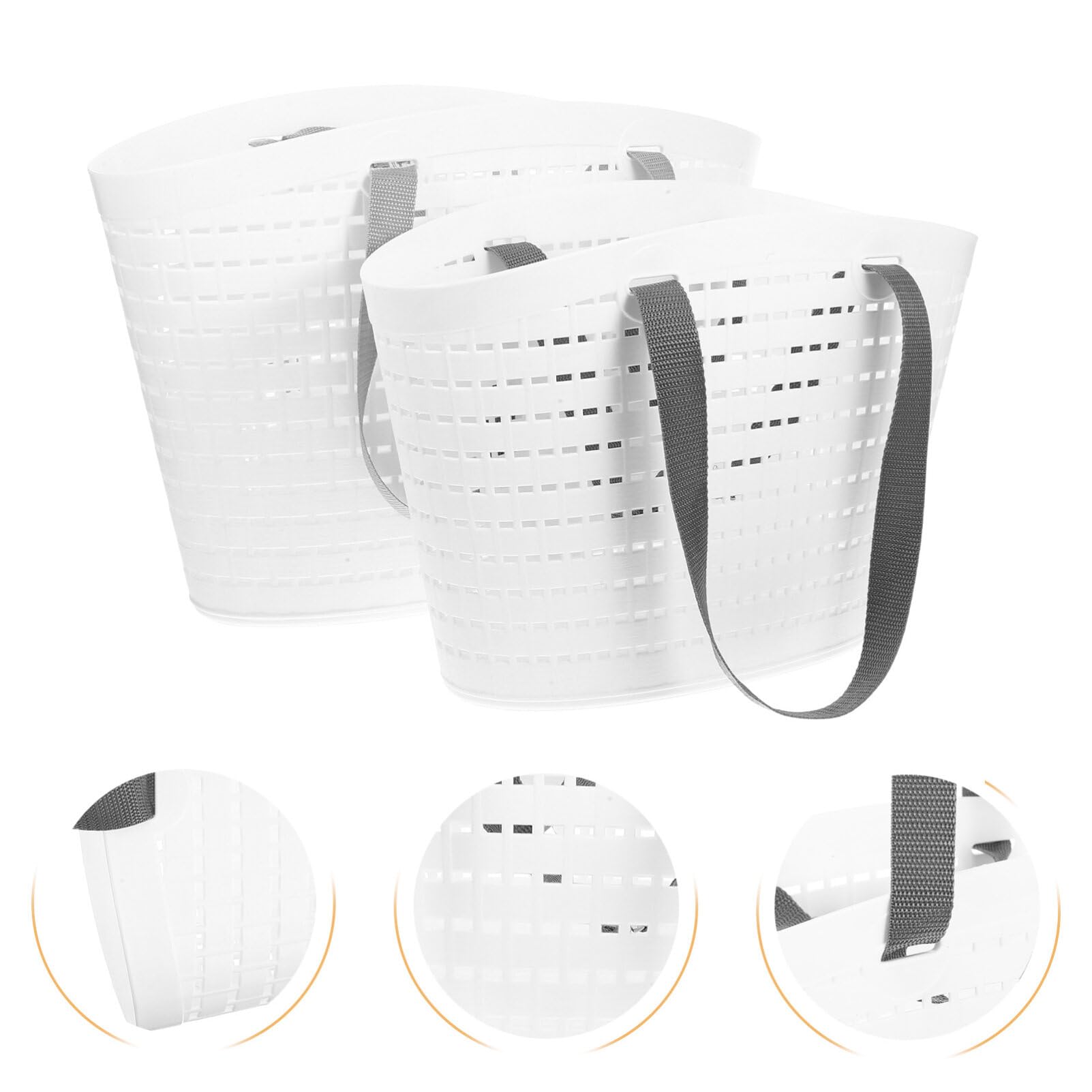Ciieeo 2 Stück Tragbare Duschtasche Aus Kunststoff Aufbewahrungskorb Mit Griff Box-Organizer Für Badezimmer Speisekammer Küche Studentenwohnheim Garage Weiß