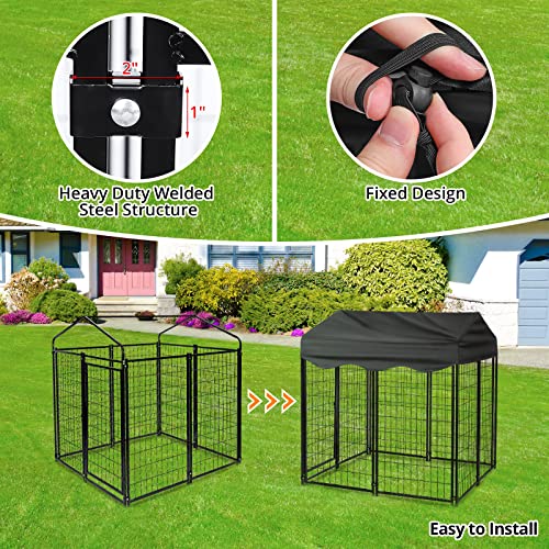 image for PawGiant Dog Kennel Outdoor Dog House with Roof Waterproof Cover for M