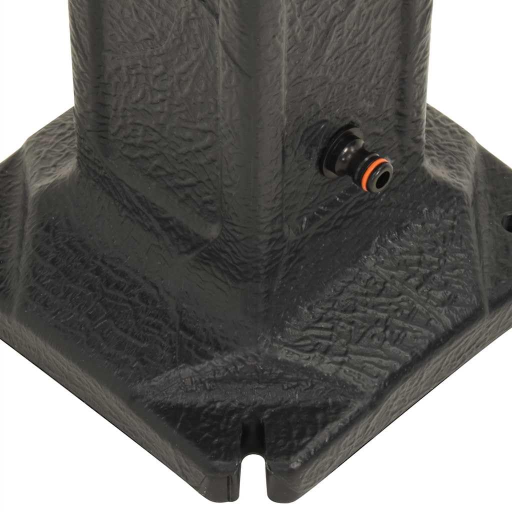 Columna de grifo de agua antracita con aspecto de piedra, HDPE, 24 x 24 cm, base de 90 cm de altura con conexión de manguera para riego de jardín y lavado de manos