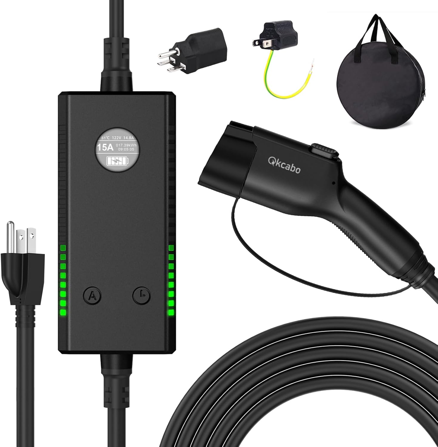 Qkcabo 32A 電気自動車充電器延長ケーブル、100-250V 6M EV充電