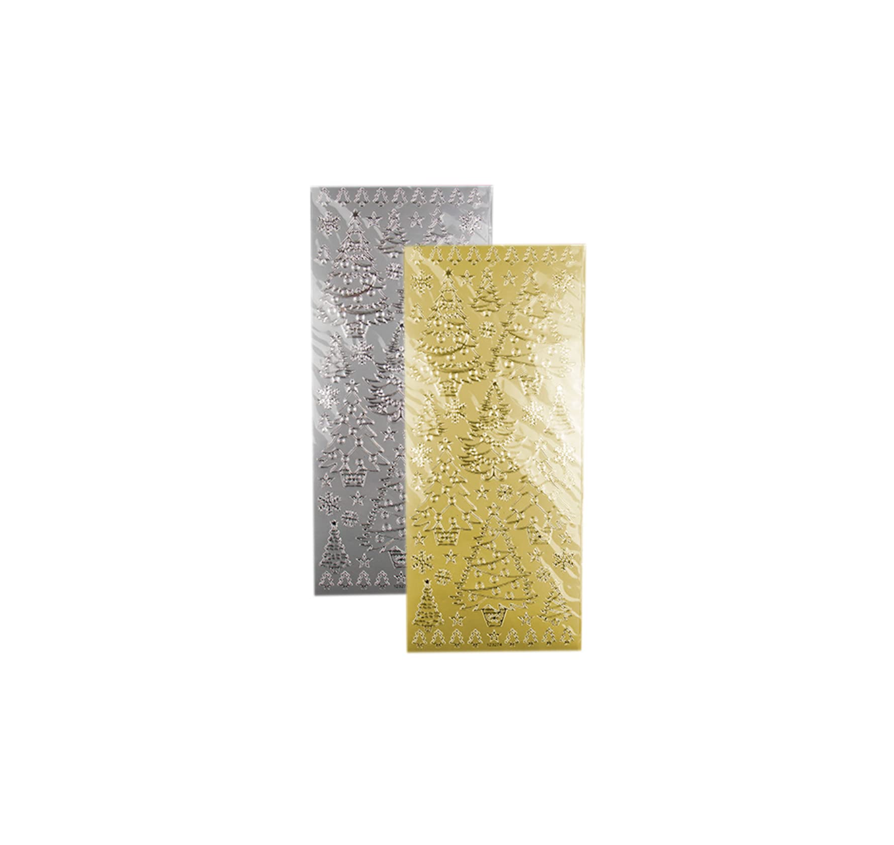 Vsorce4u 2 Sheet x Silver & Gold Assorted Size Christmas Tree Stickers Foil Metallic Xmas Tree Sticker Sheets for Crafting Card Making Scrapbooking Art & Craft