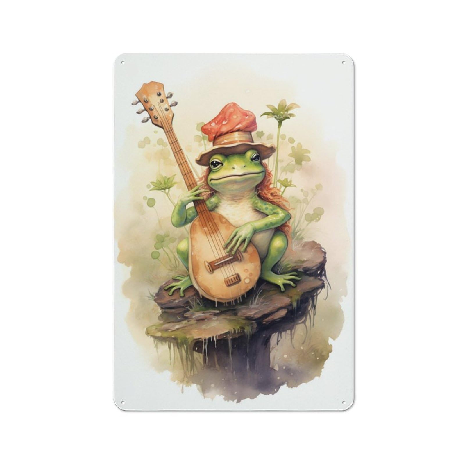 Junmoney Frog Musician Vintage Metal Sign 30X20cm For Bar Or Restaurant, For Vintage Wall Decor Fans, For Living Room And Hallway Decor
