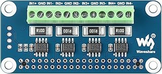 Waveshare 4-ch Current/Voltage/Power Monitor HAT for Raspberry Pi I2C/SMBus Interface