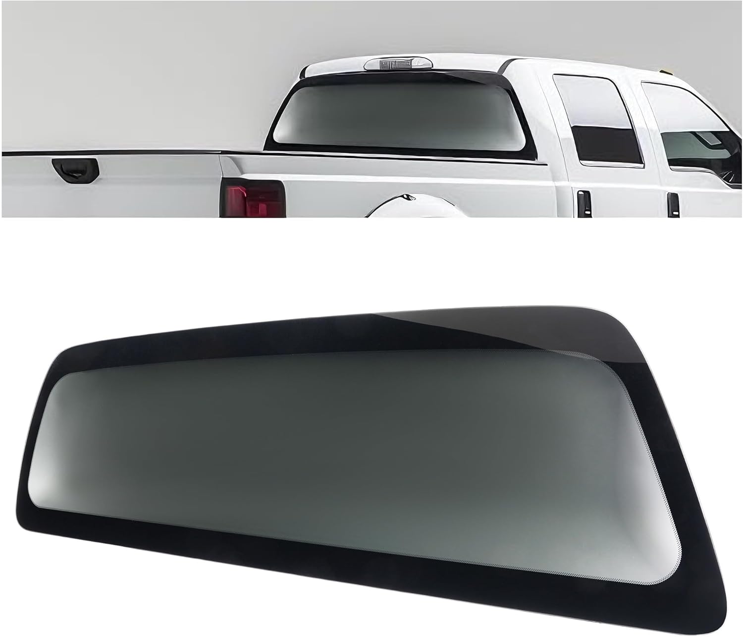 HECASA Privacy Stationary Rear Window Back Glass Compatible with 2008-2016 Ford F250 F350 F450 F550 2008-2022 F650 F750 2-Door Standard & Extended Cabs/4-Doors Crew Cab Dark Tinted Tempered Glass