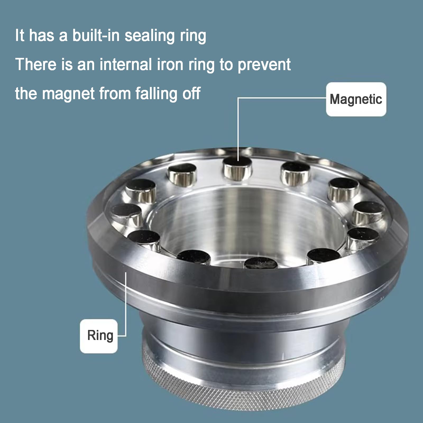 Tazza di inchiostro per stampa a tampone, lega di alluminio sigillata, anello in acciaio al tungsteno, design a prova di perdite, adsorbimento magnetico per attrezzature per macchine da stampa a