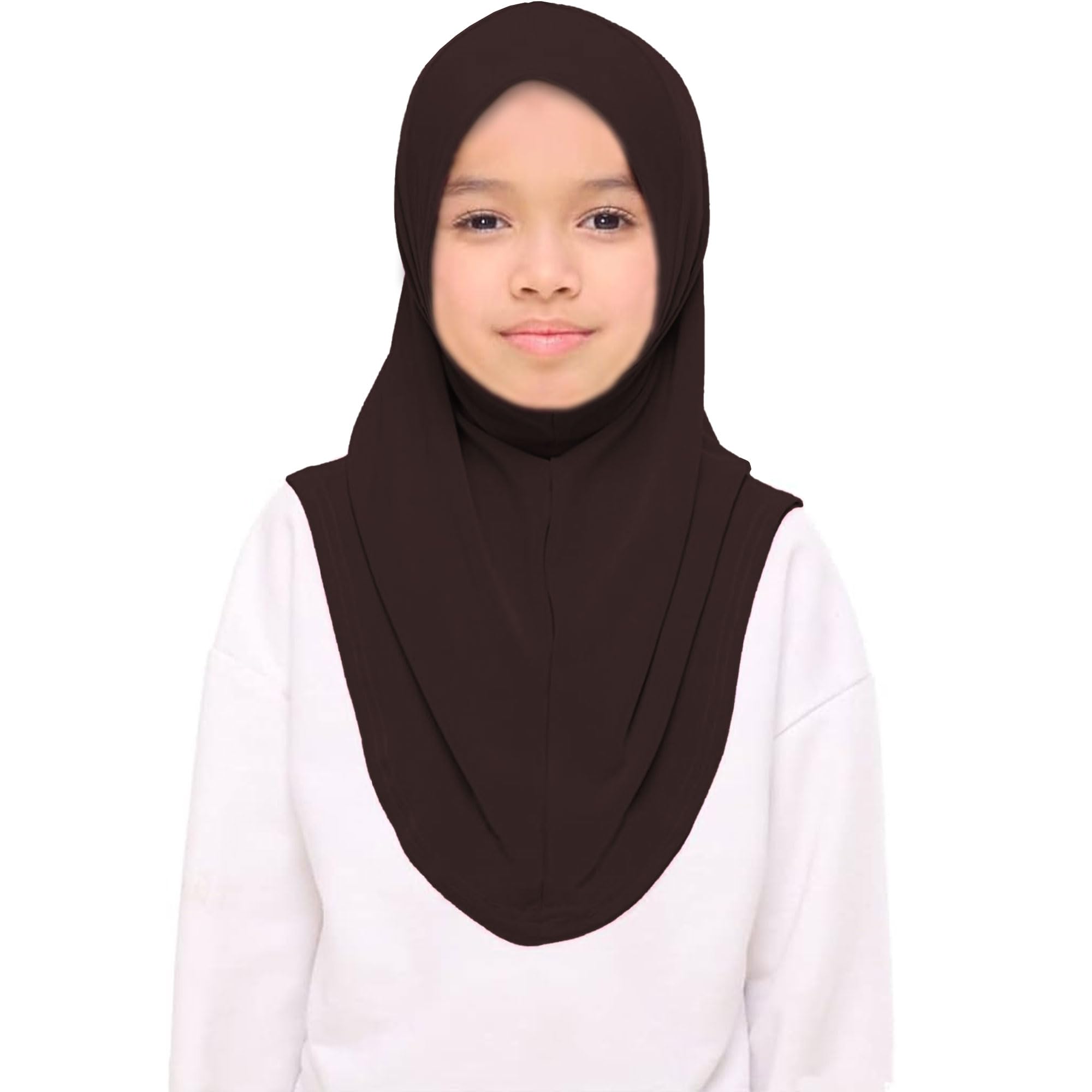 Girls Plain Islamic Hijab, Kids Instant Headscarf Readymade Pull On Scarf, No Pins Needed, Lightweight Soft & Durable, Ideal For Any Occassion School, Nursery, Sports, Prayer Hijab