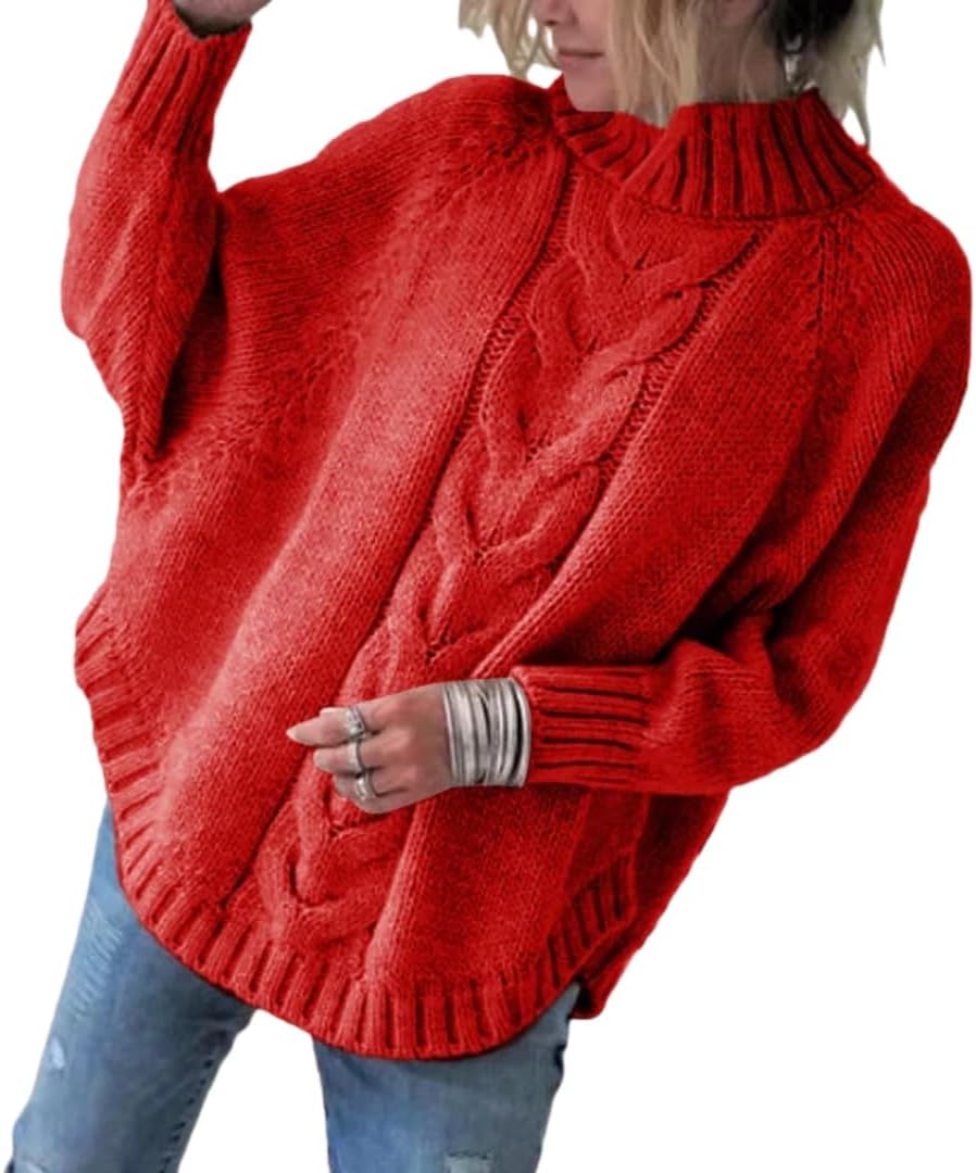 Women's Sweater Loose Fit High Neck Pullover Fall Winter Style Casual Everyday