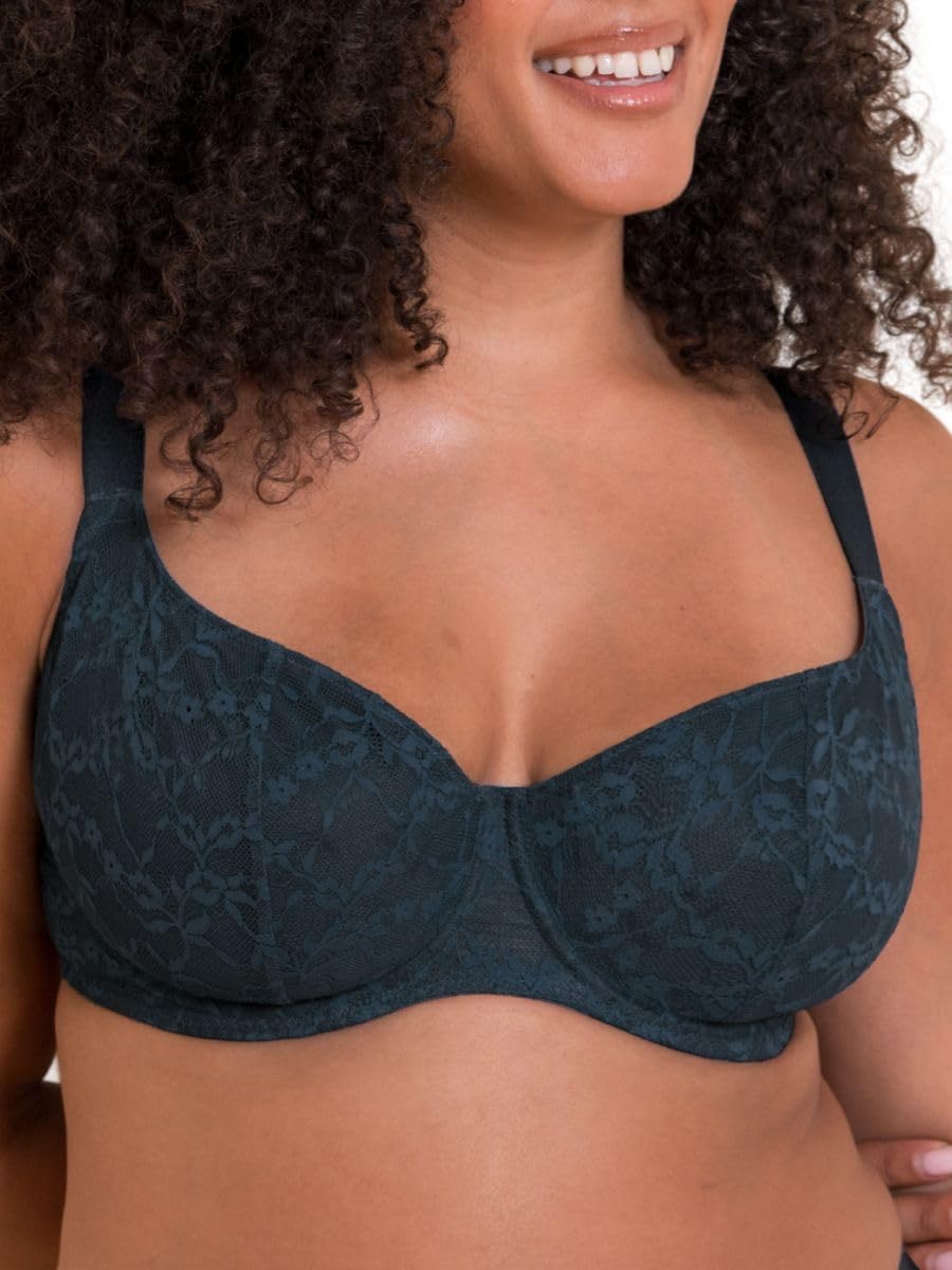 Curvy Kate Women's Denim Blue All Night Lace Scooped Multiway Balcony Bra Underwear Lingerie Size 38Gg