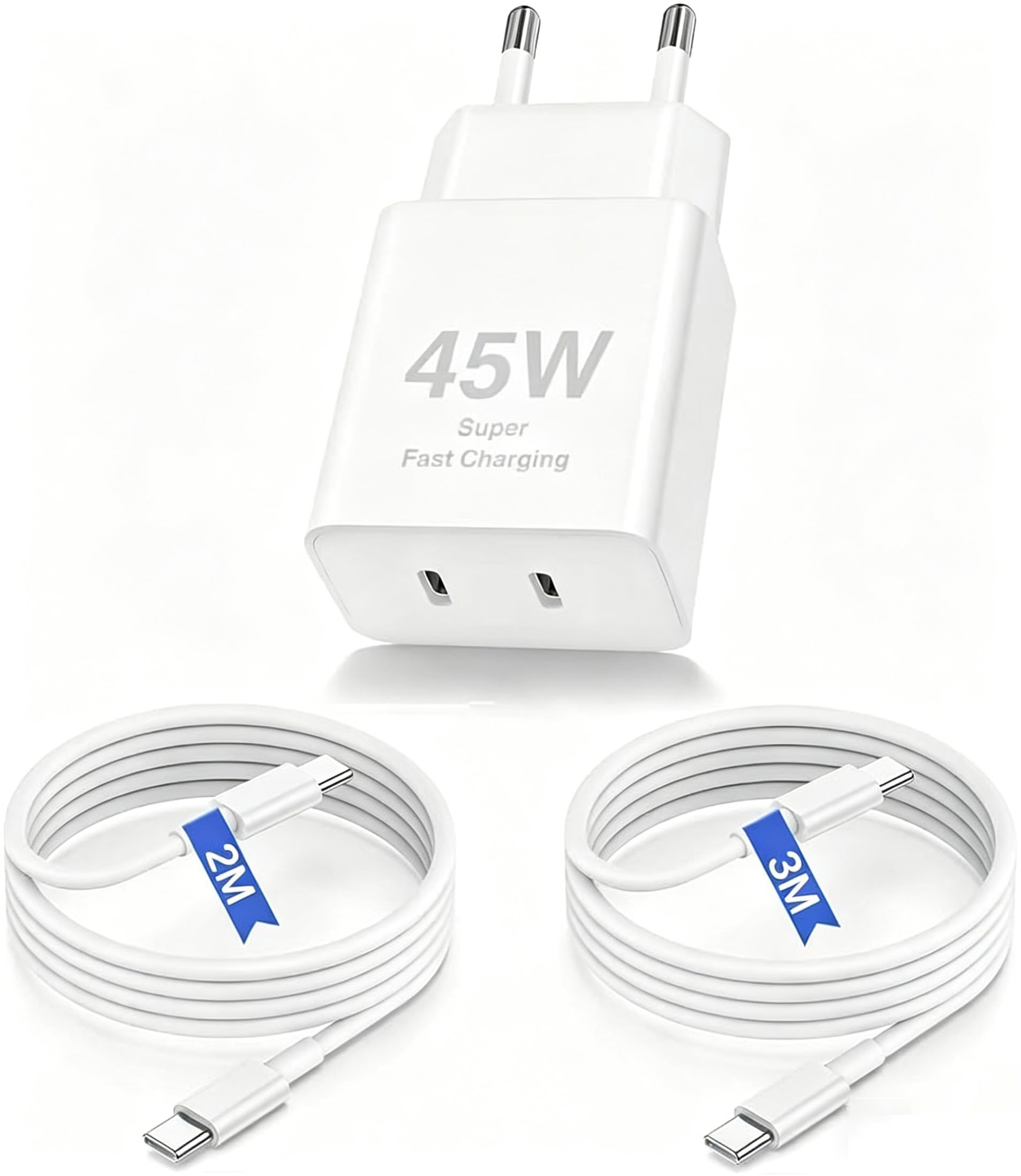 45W USB C Ladegerät für Samsung, Schnellladegerät mit Typ-C Ladekabel 2M, Fast Charger Adapter Netzteil Stecker und Kabel für Samsung