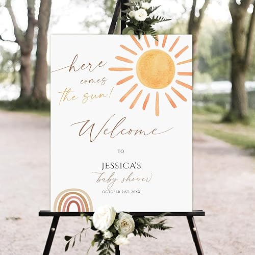 Miniatura 6 de Letrero de bienvenida de sol, letrero de bienvenida de baby shower, letrero de verano para baby shower, letrero de caballete de cumpleaños, letrero