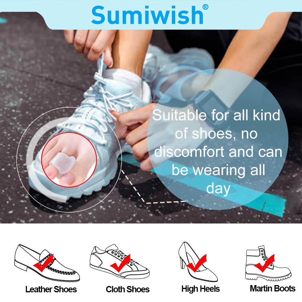 Sumiwish Bunion Corrector, Toe Spacer, Gel Toe Separators, Overlapping Toe Correction with Loop, Toe Straightener, Great for Bunion Pain Relief (5 Pairs/10 PCS) 2