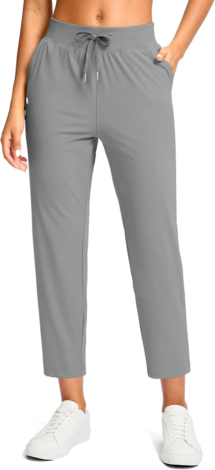 G Gradual Petite Pants for Women 24"/26" Ankle Pants 2 Pockets Stretchy 7/8 Sweatpants for Golf Travel Athletic Casual