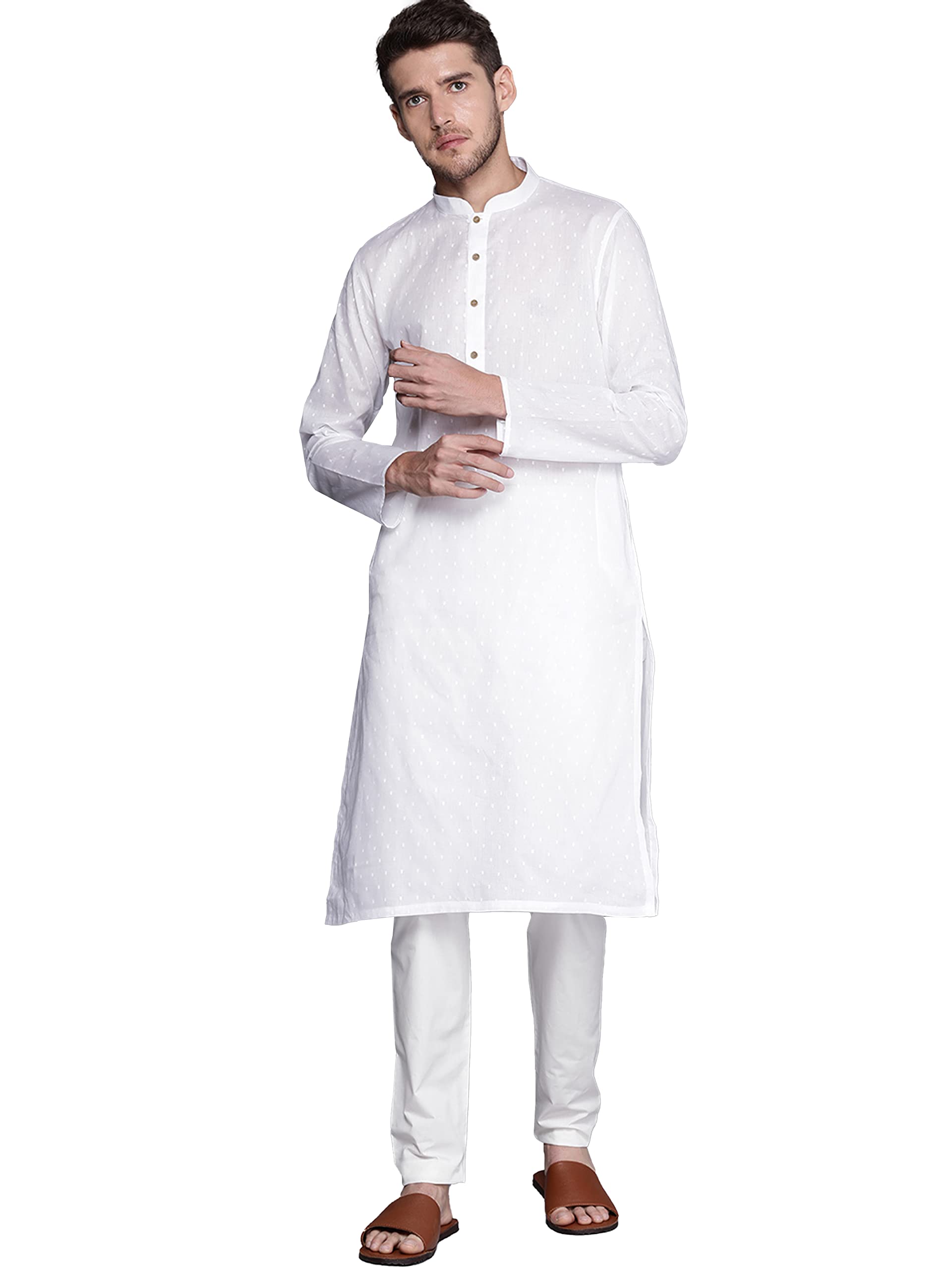 manyavar Men's Solid Full Sleeves Kurta Set (2pcs)-picture-48