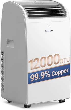 Newentor 12000 BTU Portable Air Conditioner, Air Conditioning Unit with 5-in-1 Cooling & Fan & Dehumidifier & Sleep & AI Mode, 24H Timer, Remote Control