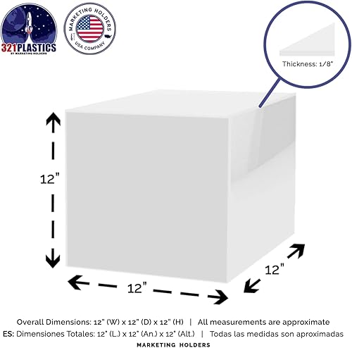 Miniatura 6 de Marketing Holders Caja de exhibición de acrílico blanco de 12 pulgadas con un lado abierto versátil cubo de almacenamiento de mercancía de Lucite
