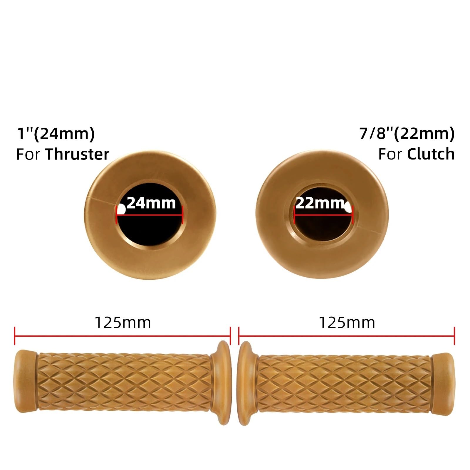 Universal Motorcycle Grips Non Slip Rubber Handle Bar End Grip 7/8" 22mm 24mm Left&Right Motorcycle Handlebar Grips(Black)