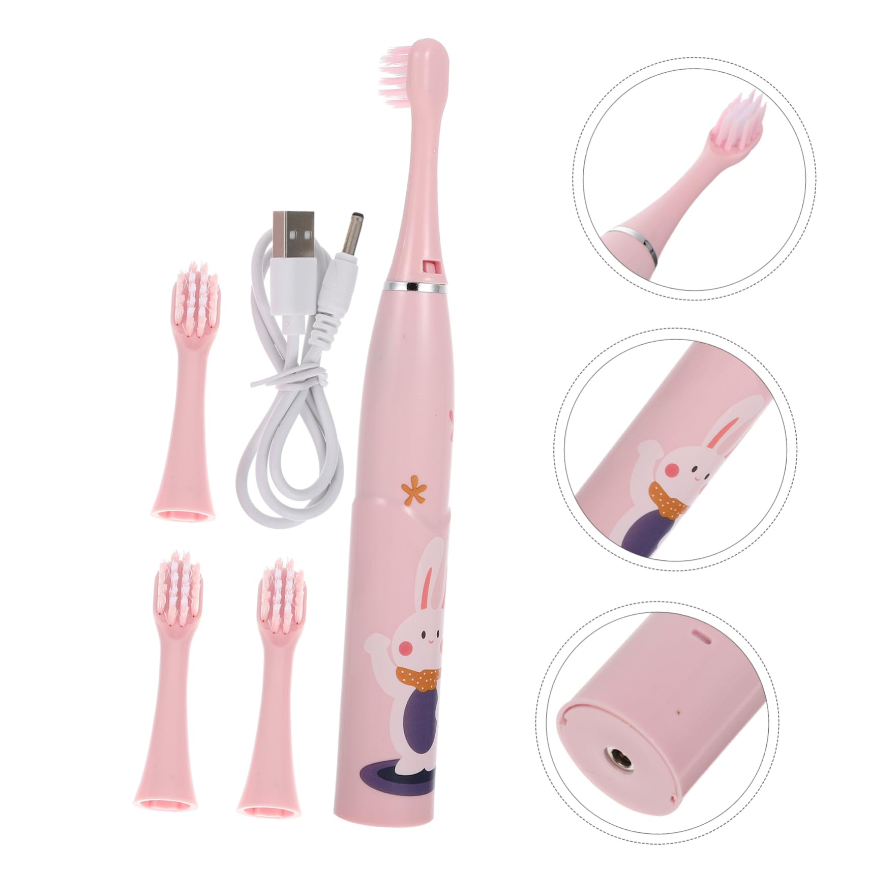 PartyKindom 2 Set Spazzolino Elettrico Per Bambini Spazzolino Portatile Per Bambini Spazzolini Da Viaggio Spazzolini Elettrici Per Gomma Cartone Animato Oem Bambino Fibra Superfine