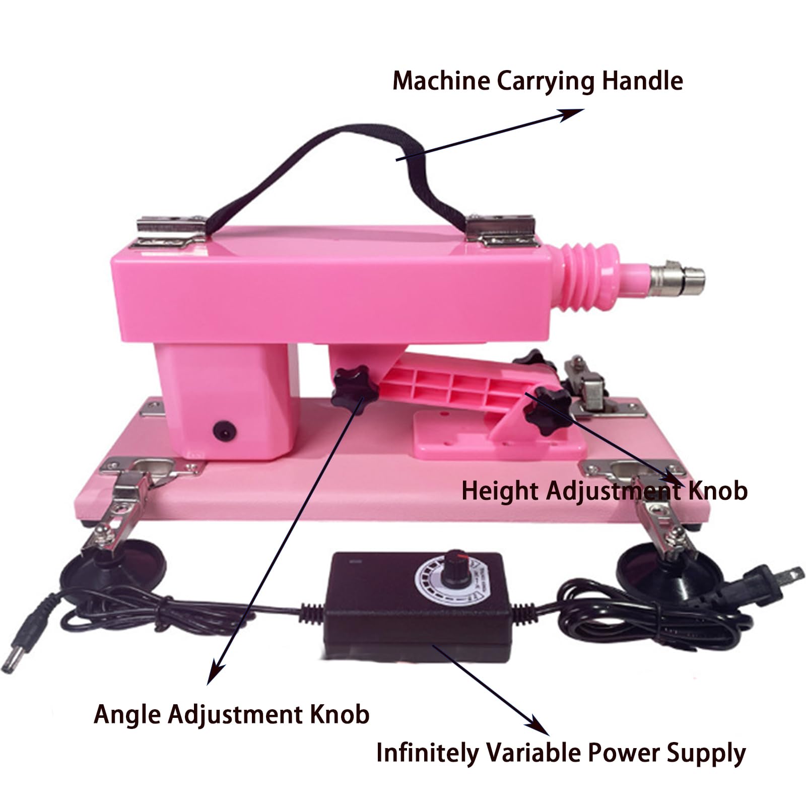 AMAZBEE Sex Machine Juguetes Sexuales - Máquinas y Dispositivos para Parejas Consolador Vaginal y Anal de Empuje Automático Máquina Sexual Portátil Con 3 Accesorios (Pink)