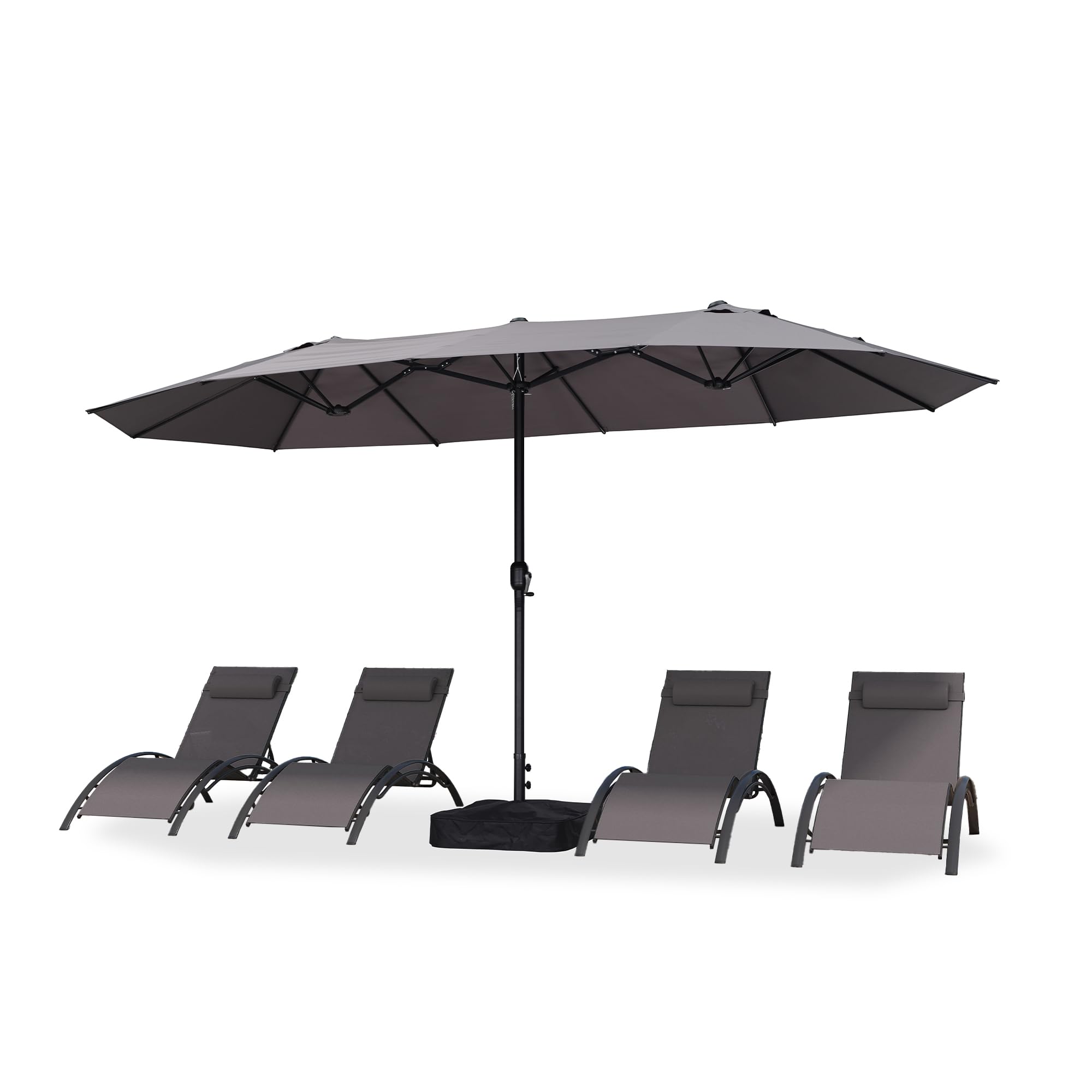 PURPLE LEAF Parasol de Jardin Extérieur avec Pied 4,25 x 2,45 x 2,4 m Gris