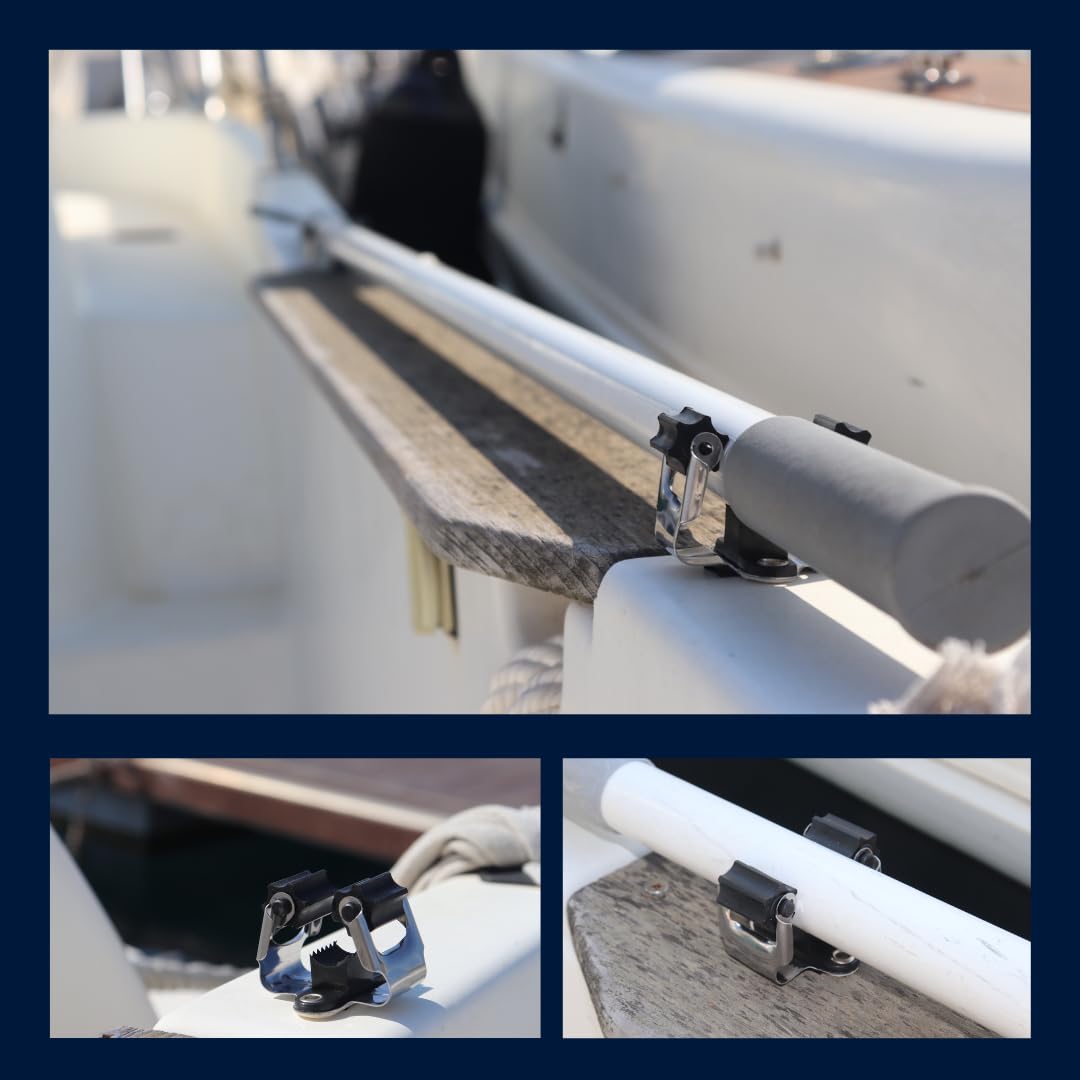 Soporte para Bichero de Barco, Pack de 2 Unidades, Fijación Palo Bichero, Tornillos incluidos, Fácil Instalación