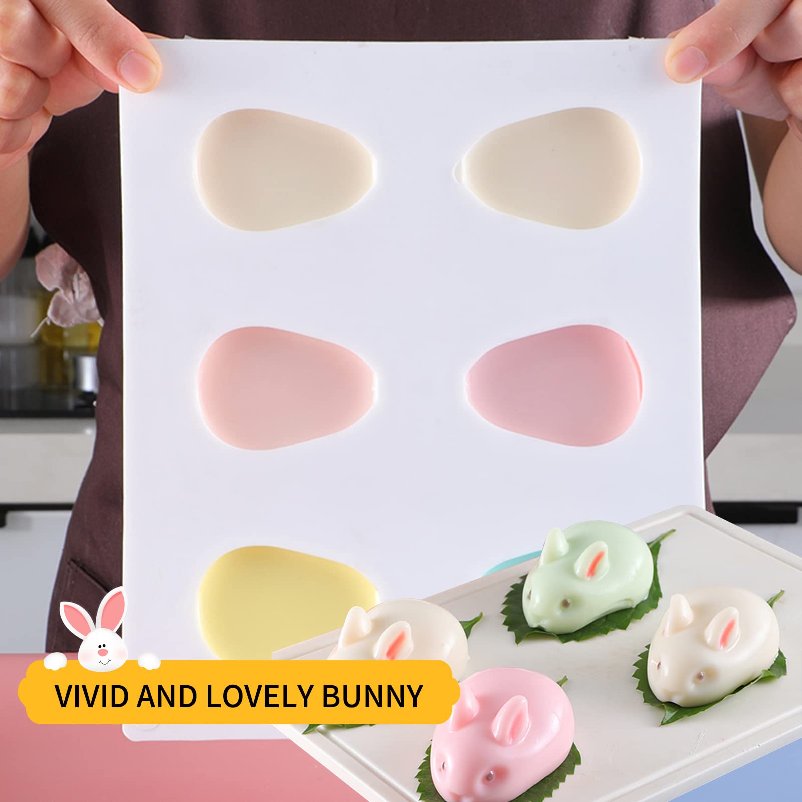 3D-konijnenvorm voor Pasen, siliconen bakvorm met anti-aanbakeigenschappen, voor het maken van taarten, siliconen bakvorm en broodbakvorm voor pudding/gebak, zeep/muffincreaties