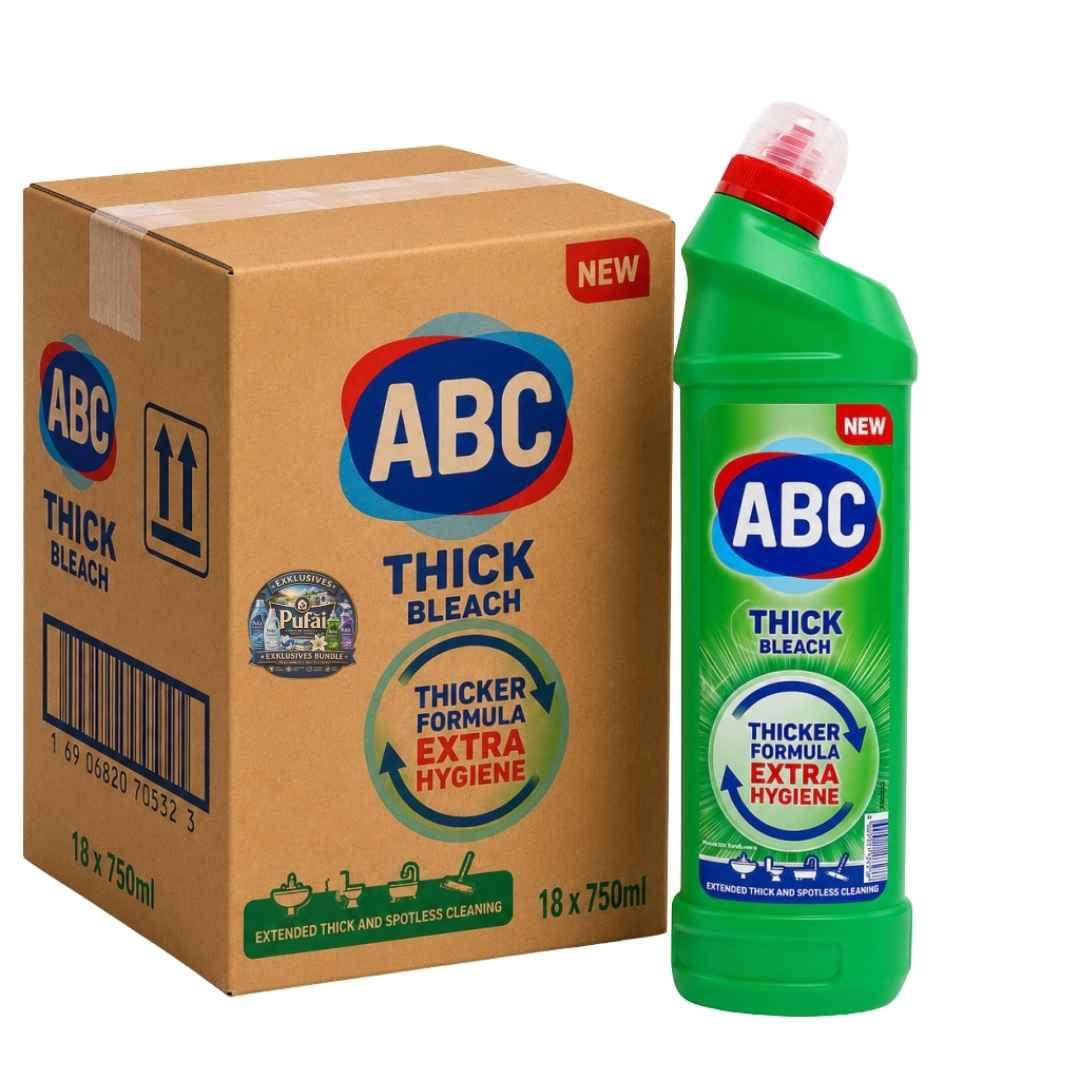 PUFAI Bundle –ABC Dickflüssige Bleiche Waldduft – Kraftvoller Reiniger für Haushalt & Wäsche, 750ml, 18 Stück