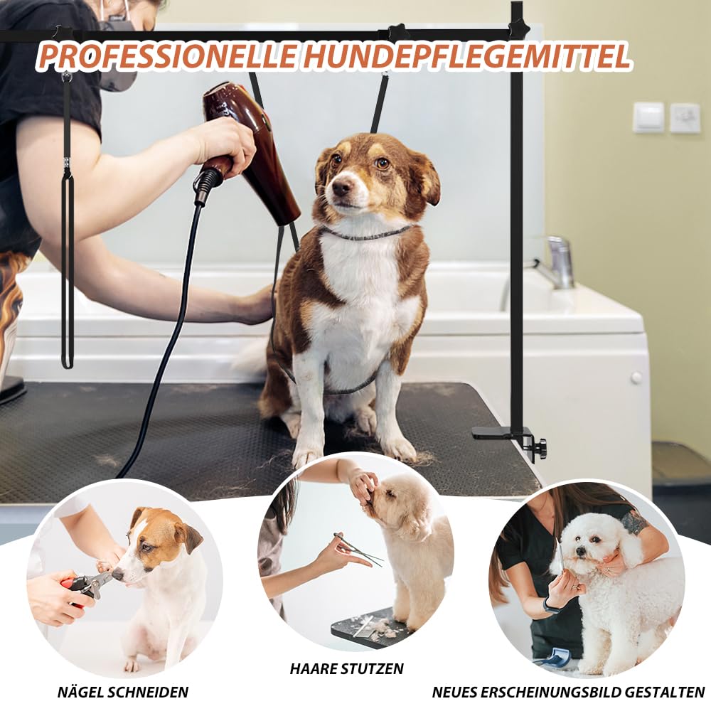 SMONTER Brazo para el cuidado de perros con abrazadera, brazo ajustable para el cuidado de perros con correa, artículo de cuidado ajustable en altura y anchura para perros y gatos