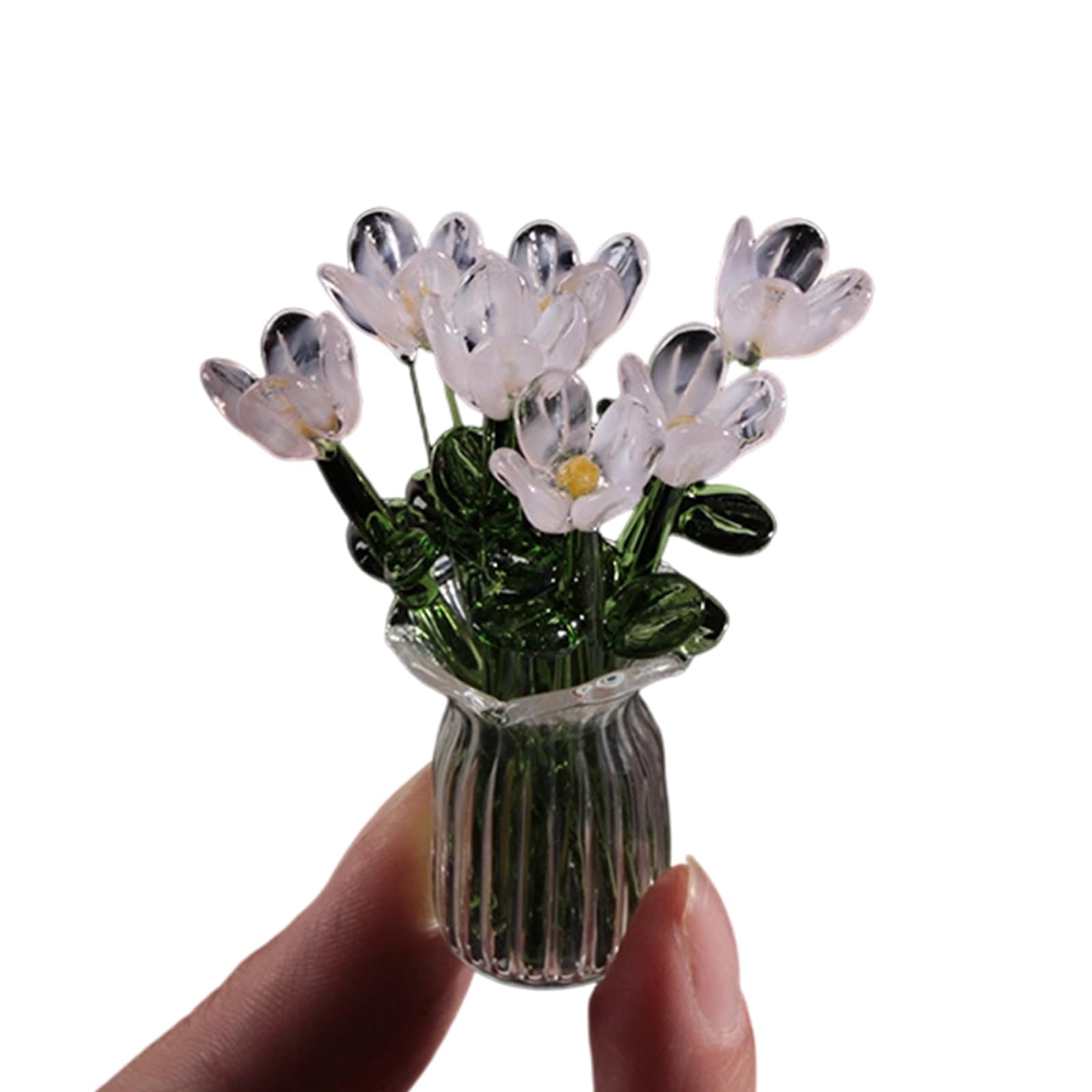 PANFHGFG Glass Flower Decorations Crystal Flower Figurine for Enhancing Environment and Home Aesthetic Glass Ornaments