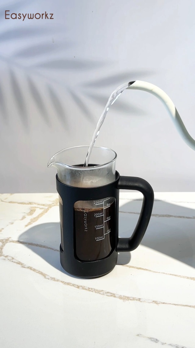 Easyworkz Eclipse French Press Coffee Maker - 800ml, Borosilicate Glass, 4-Level Stainless Steel Filter-765129