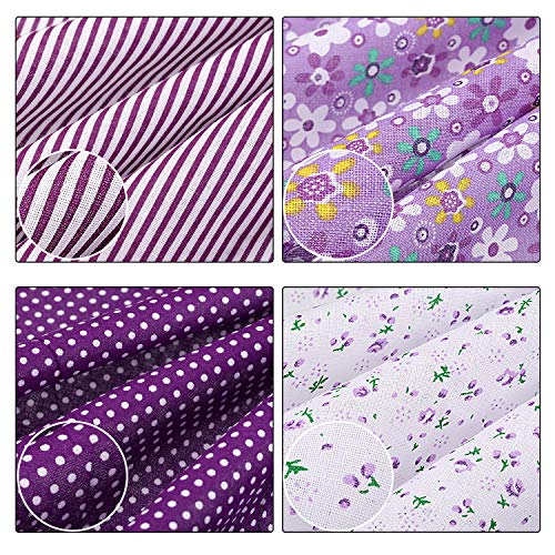 10 Pieces 20 x 20 Inch Quilting Patchwork Fabric Floral Patchwork Cotton Purple Fabric DIY Handmade Sewing Quilting in Different Designs for DIY Crafts Projects Supplies