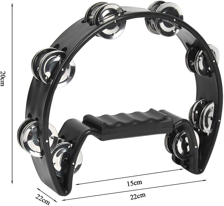 2PCS Half Moon Tambourine Half Moon Cutaway Plastic Tambourine Black