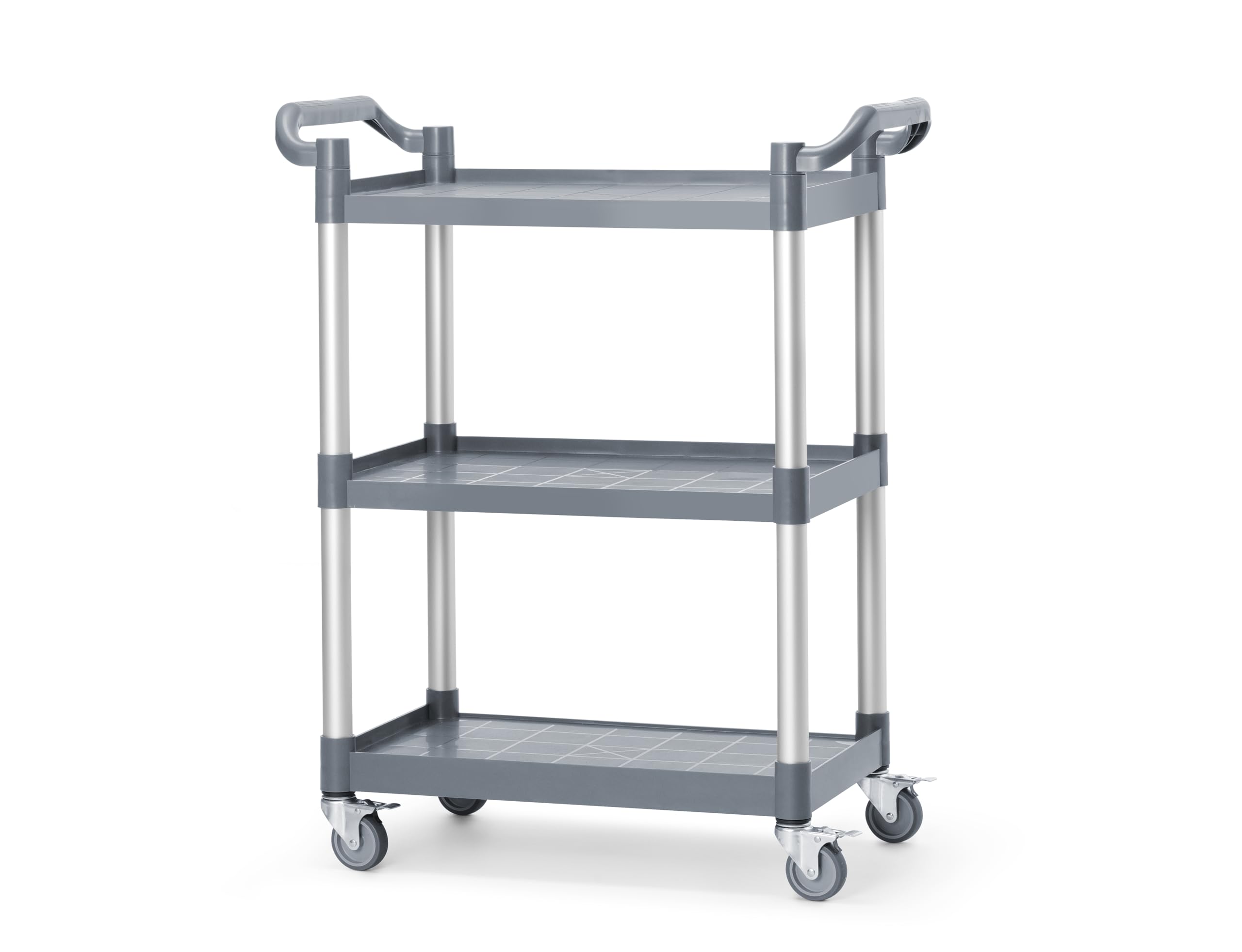 HENDI Carrito de Servicio Profesional, de Cocina o Restaurante, Multiusos, 3 estantes, 4 Ruedas giratorias (2 con Freno), Carga máx. 50 kg por Estante, 800x420x(H) 945mm, Polipropileno
