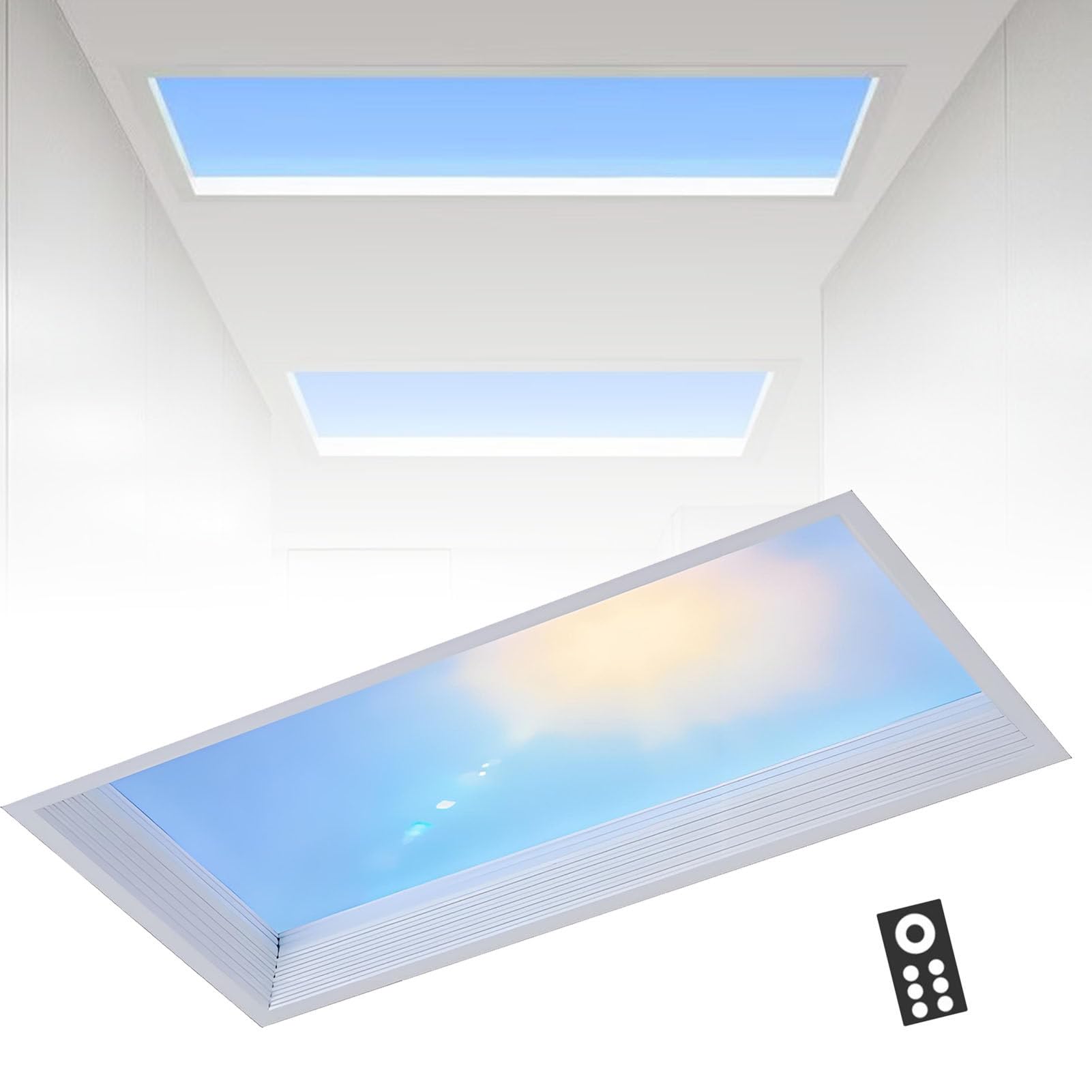 Lampa „błękitne niebo” – instalacja świetlna imitująca naturalne światło dzienne; do piwnicy, kuchni, sypialni, salonu, hotelu, holu czy korytarza Integrated-30 * 120cm