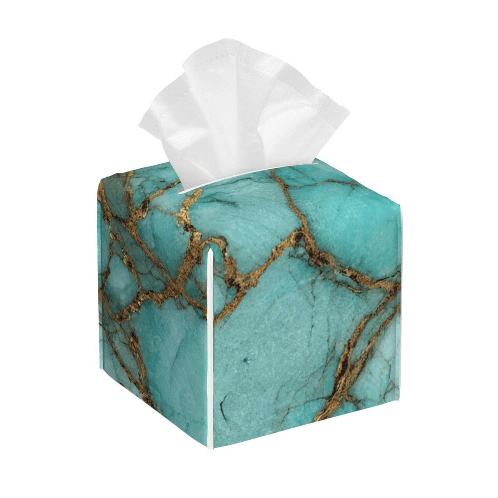 Turquoise Marble Tissue Box Cover Square Cube Boxes