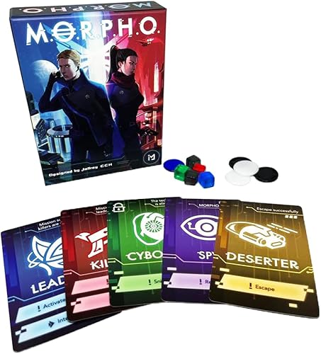 Miniatura 2 de M.O.R.P.H.O. Juego de cartas de estrategia  Juego de Deducción Social de Doble Identidades  Tamaño de bolsillo, Viajes y Familia  Juego de mesa de 3