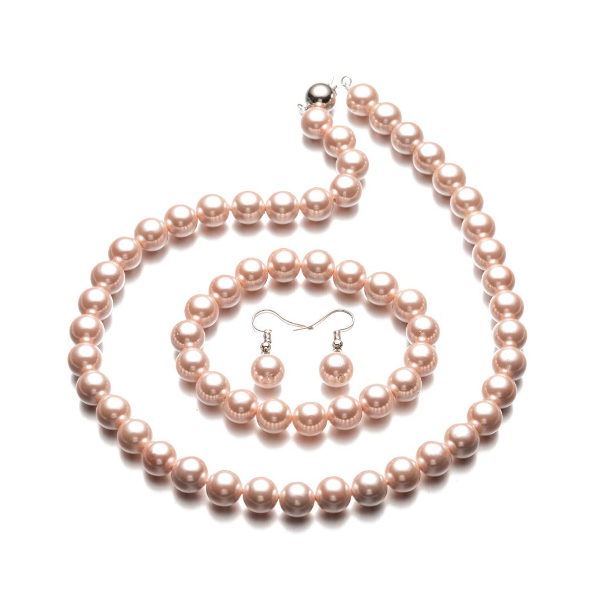 LUREME® Fashion Style Pearl Elastic Necklace Bracelet Dangle Earring Set(09000649)