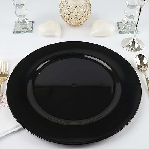 Miniatura 8 de Efavormart - Paquete de 6 platos de plástico acrílico redondo negro de 13 pulgadas, decoración de mesa de cena