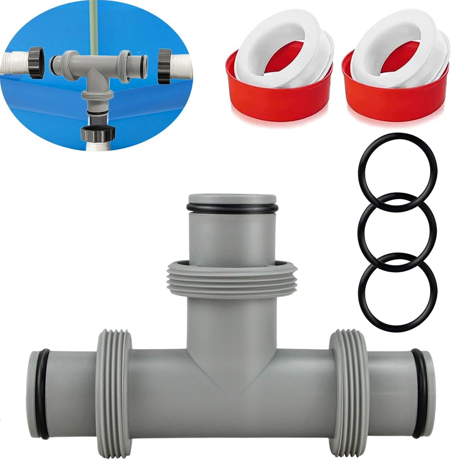 Pool Hose Connector Tpiece for 1.5 Inch/38mm Hose, Three Way Pool Hose