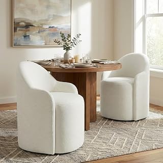 Kislot Upholstered Dining Chairs Set of 2 with Casters - No Assembly Modern Velvet Accent Chairs, Stain-Resistant, 300lb Capacity