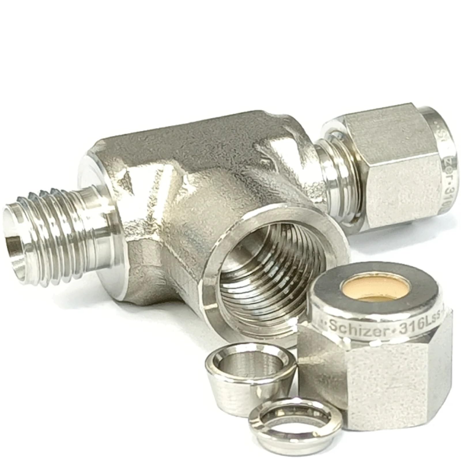 1/4" NPT Female 1/4" Tube OD Compression Union Tee 3 Wasy SUS316L Stainless Steel Pipe Fitting Connector 3000 PSI
