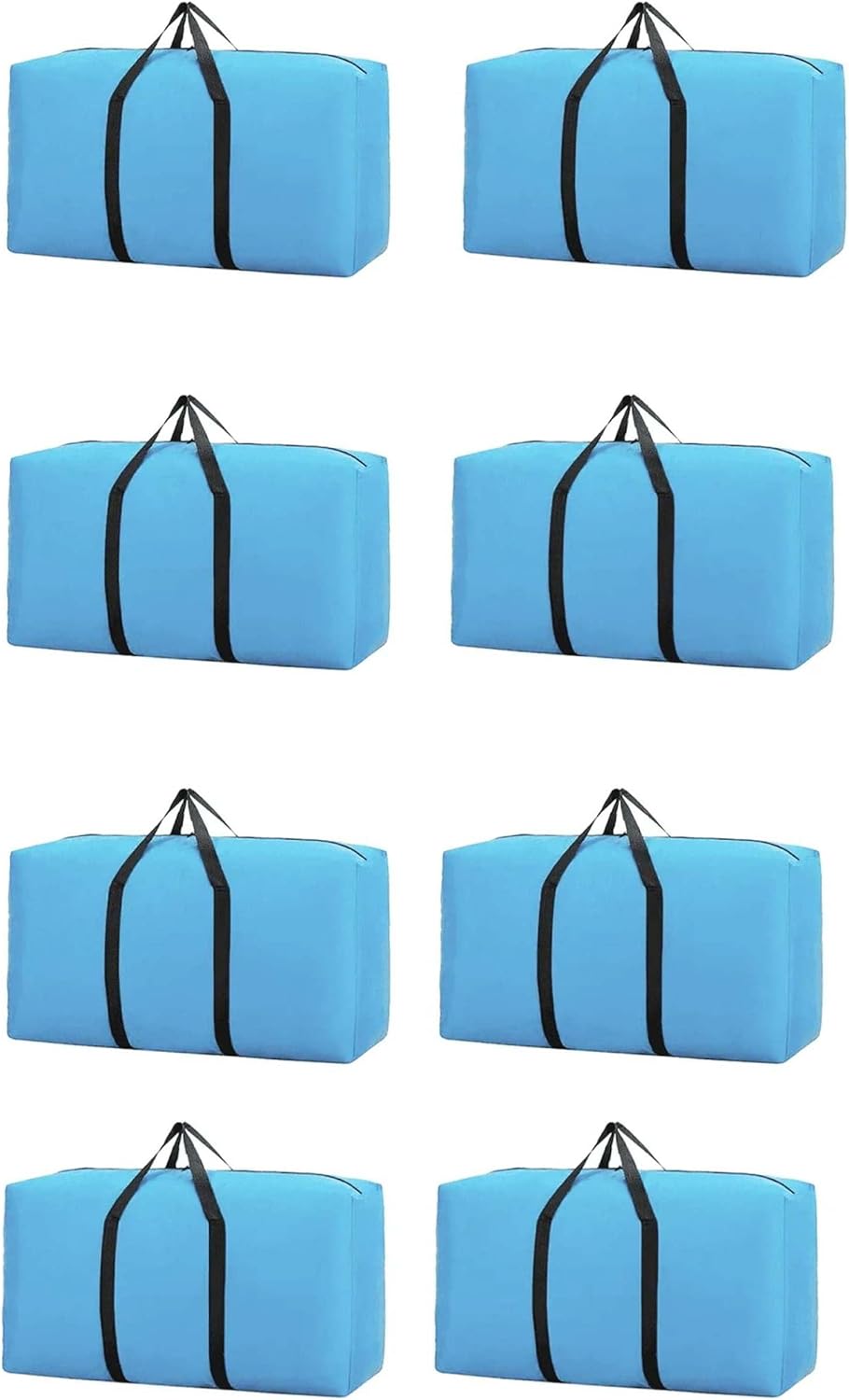 Heavy Duty Moving Bags - 8 Pack Large Storage & Moving Bags with Backpack Straps, Zippers & Handles - Durable Blue Storage Solution for Easy Packing