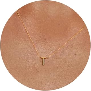 Small Letter Necklace Dainty Gold Initial Necklaces 14K Gold Plated Personalized Tiny Initial Pendant Necklace Cute Letter Name Choker Necklaces for Women