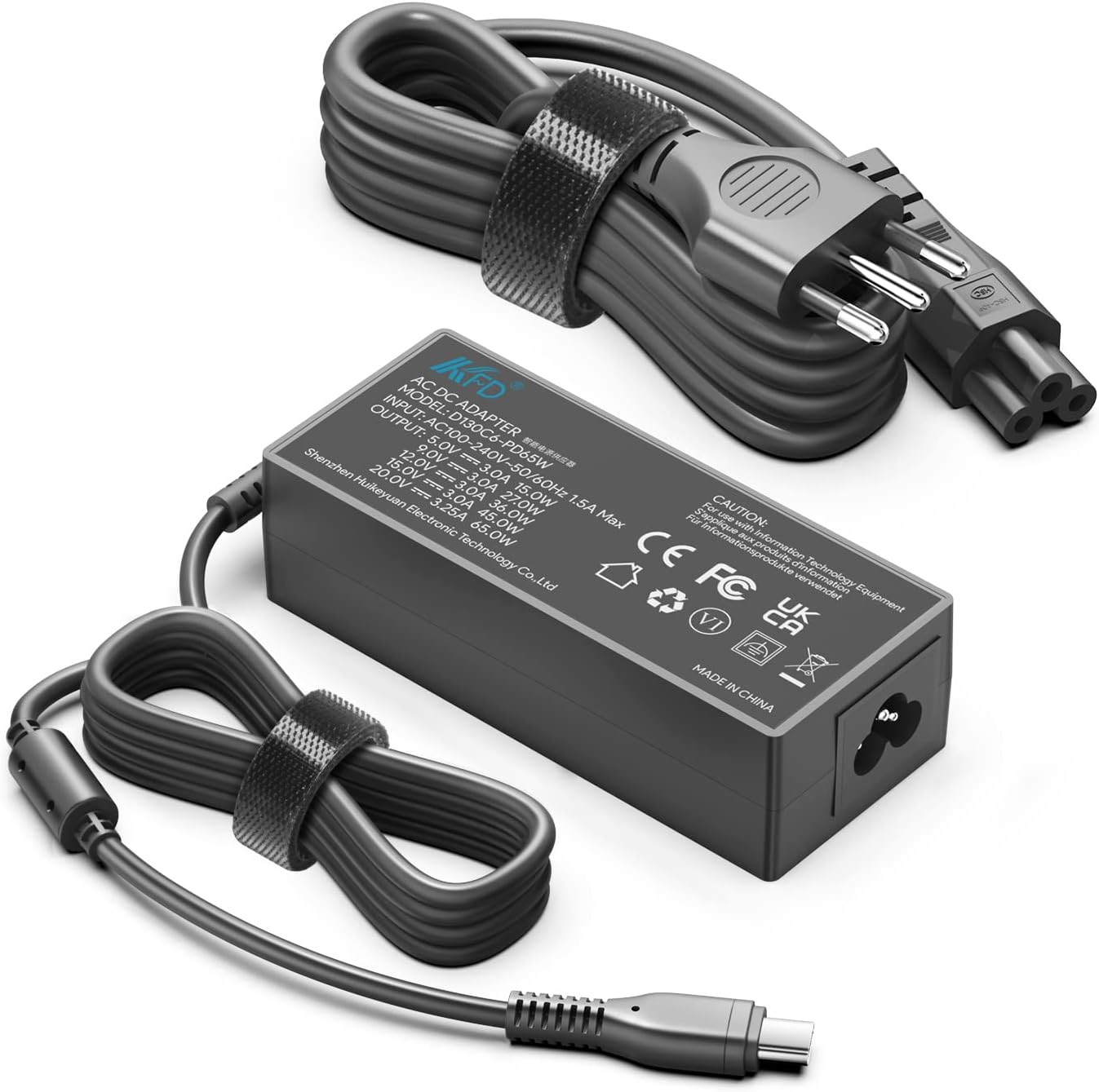KFD USB-C Fuente de alimentación cargador 65W para Lenovo Chromebook Yoga 910 920 C630 C930 C940 S940 Cargador Lenovo ThinkPad L580 L590 E580 E585 P43s P53s 20V 3.25A 2.25A 65W-45W PC Portátil