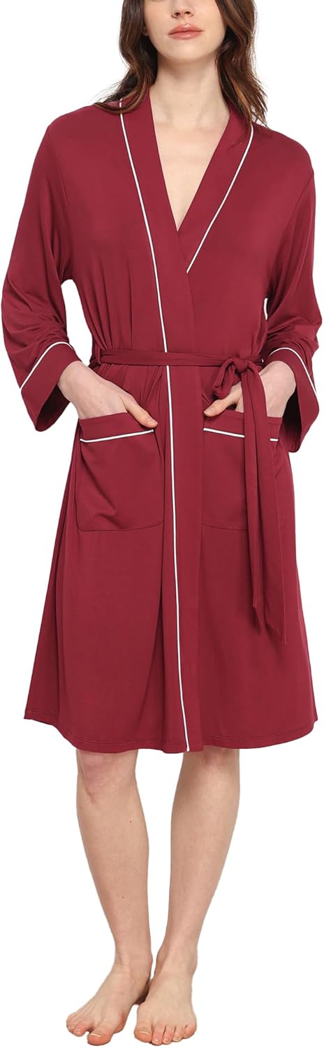 GYS Premium Viscose from Bamboo Robe for Women Long Sleeve Bathrobes Soft Kimono Robes
