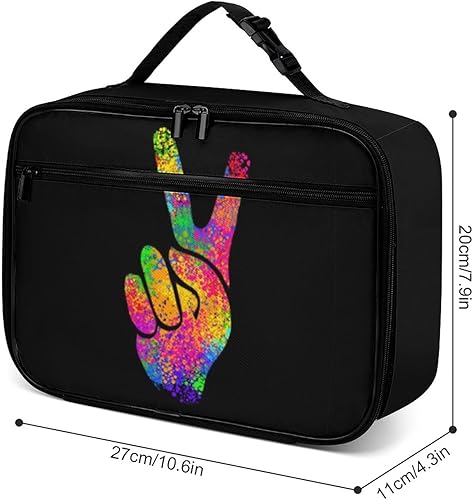 Miniatura 3 de Hippie - Lonchera reutilizable con dos dedos, bolsa térmica para almuerzo, lonchera para comida y comida, bolsa de mano para mujeres, niños, niñas,